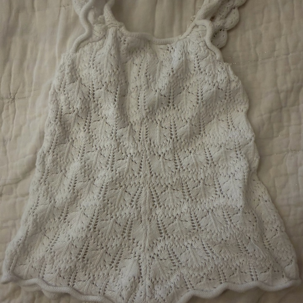 Zara baby white Crochet Knit romper 12/18m